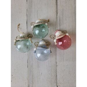 Mom Grandma friend Angel snowman ball ornament set glitter Xmas